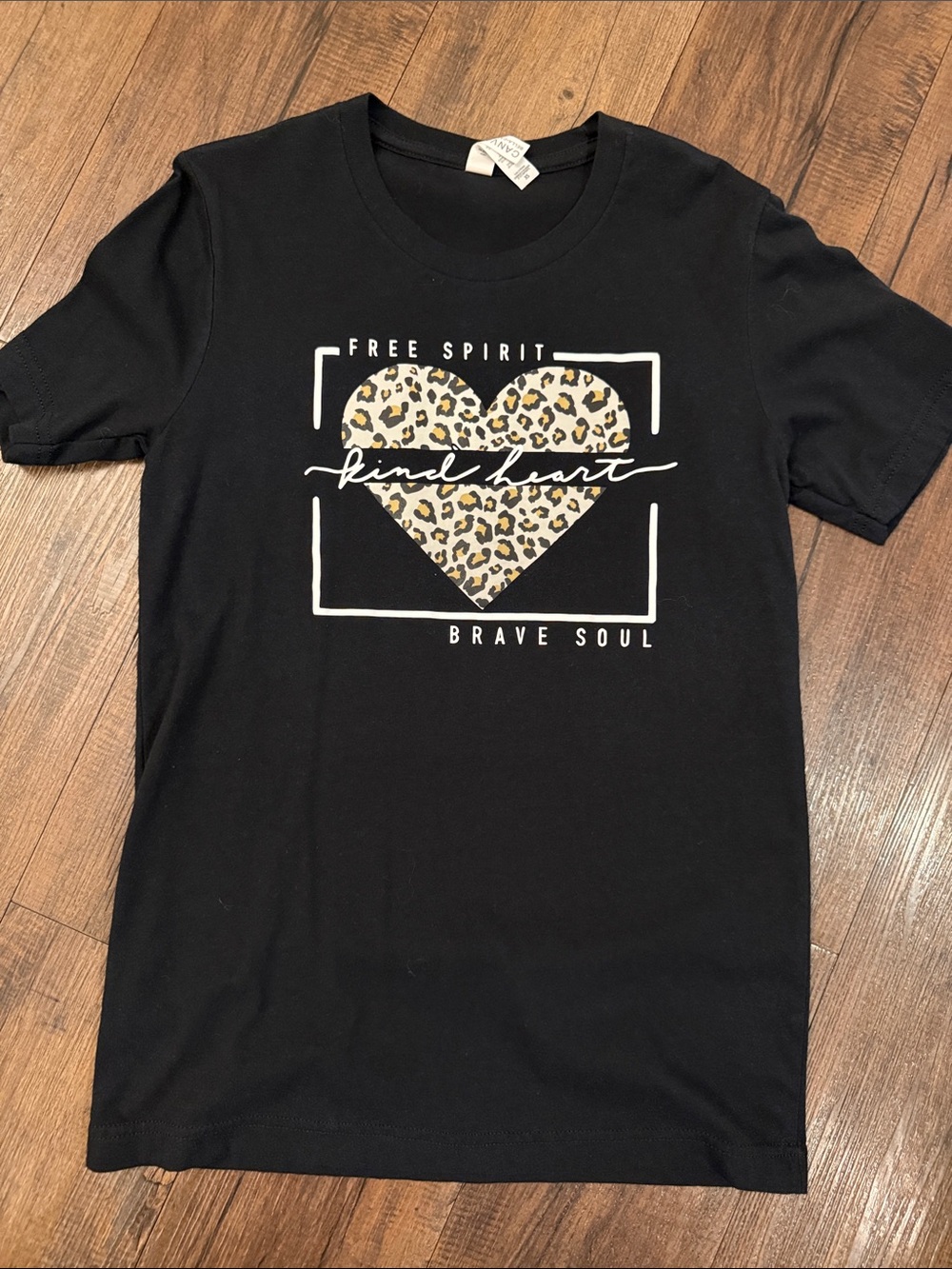 Bella Canvas Black Tee with Leopard Heart Graphic